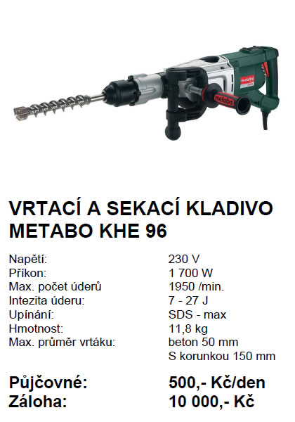 Vrtac a sekac kladivo Metabo KHE 96