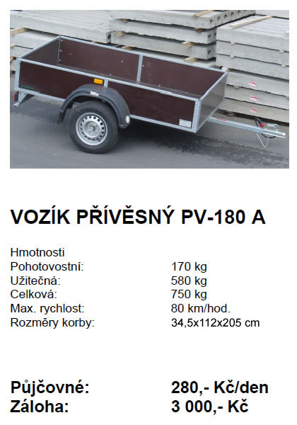 Vozík přívěsný PV-180 A